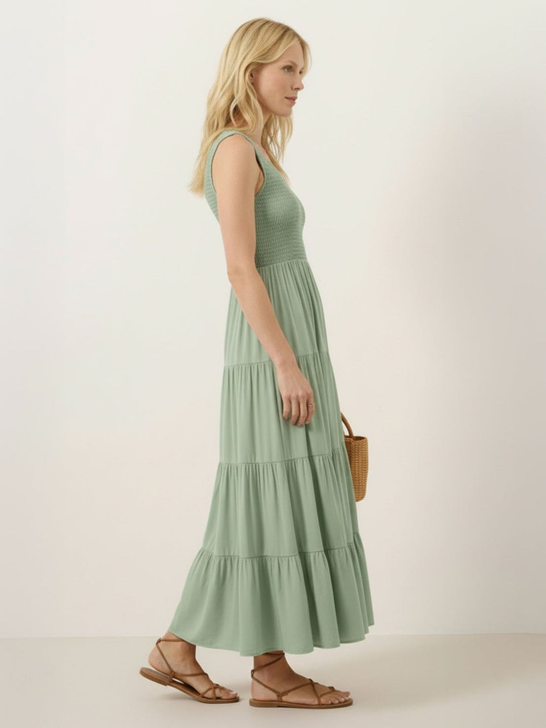 Smocked Sleeveless Maxi Dress