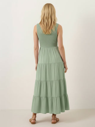 Smocked Sleeveless Maxi Dress