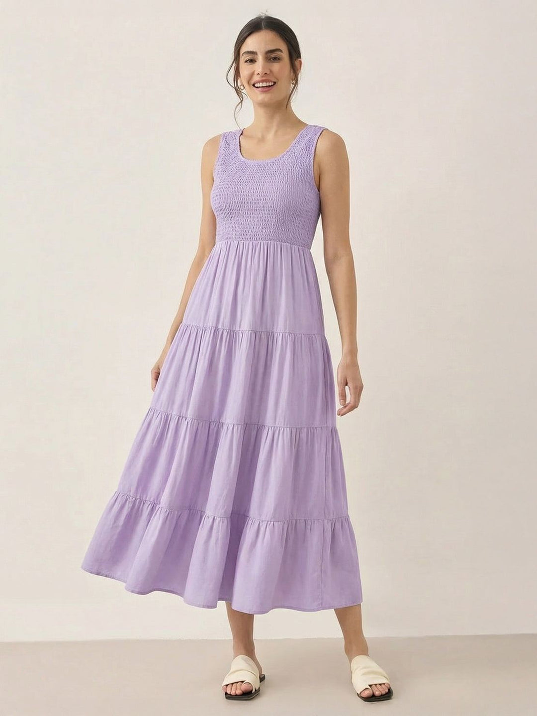 Smocked Sleeveless Maxi Dress