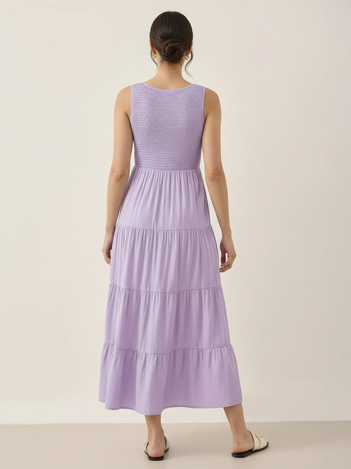 Smocked Sleeveless Maxi Dress