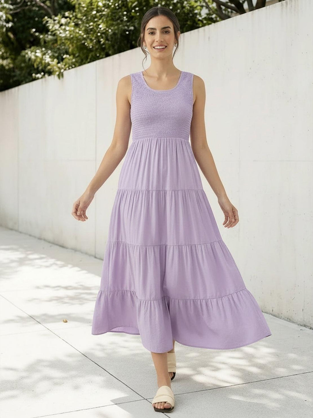 Smocked Sleeveless Maxi Dress
