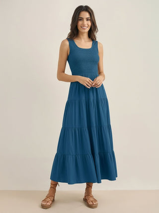 Smocked Sleeveless Maxi Dress