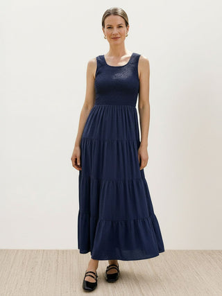 Smocked Sleeveless Maxi Dress