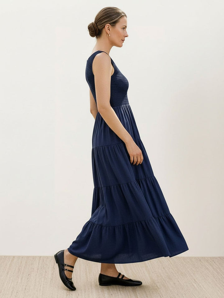 Smocked Sleeveless Maxi Dress