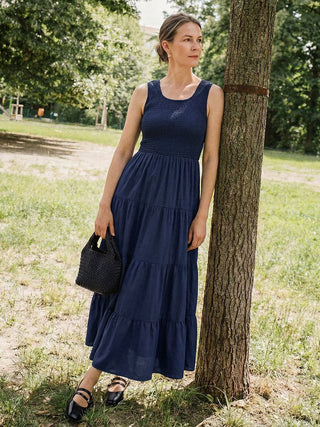 Smocked Sleeveless Maxi Dress