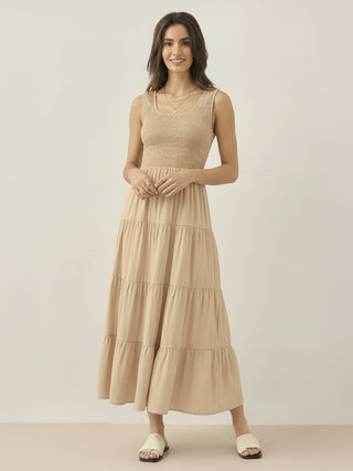 Smocked Sleeveless Maxi Dress