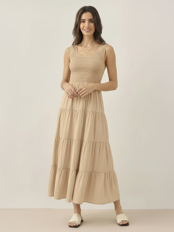 Smocked Sleeveless Maxi Dress