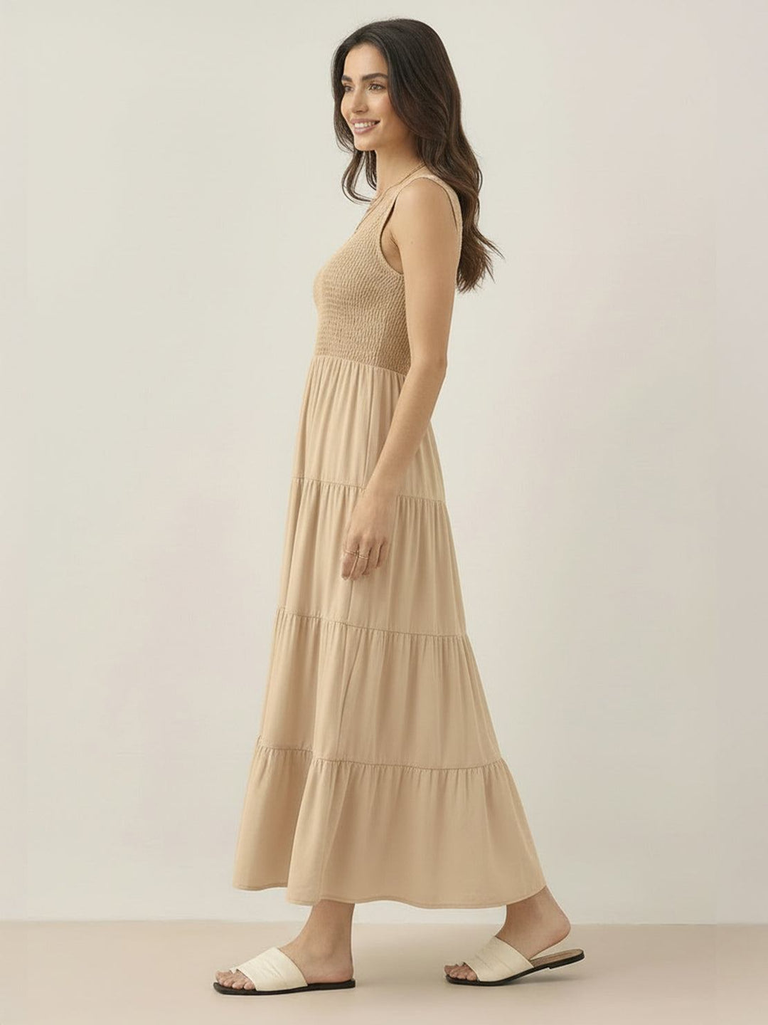 Smocked Sleeveless Maxi Dress