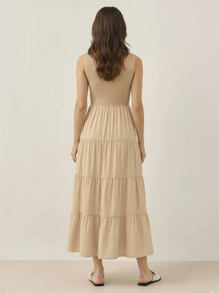 Smocked Sleeveless Maxi Dress