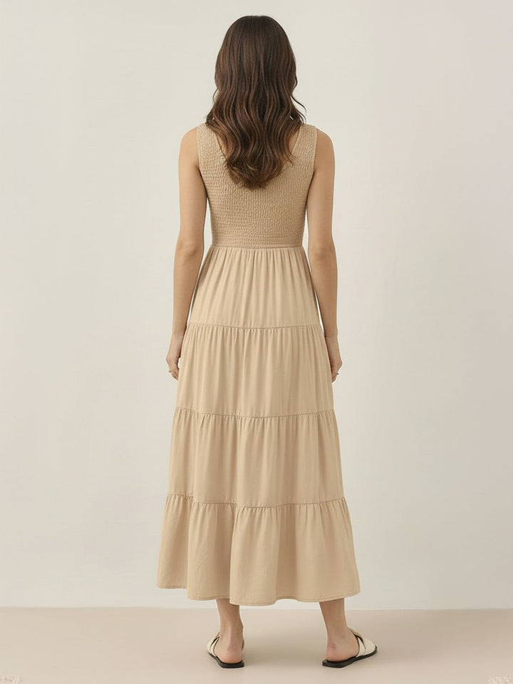 Smocked Sleeveless Maxi Dress