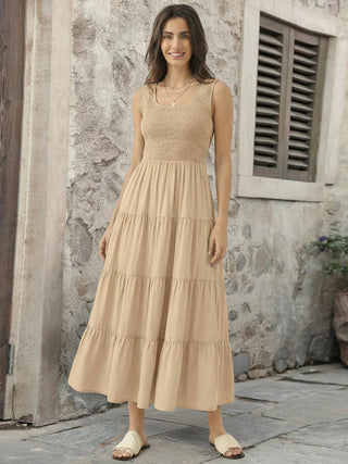Smocked Sleeveless Maxi Dress