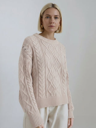 Oversized Cable-Knit Crewneck Sweater