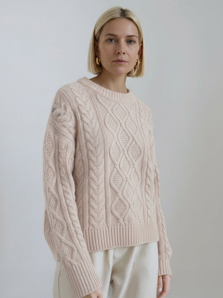 Oversized Cable-Knit Crewneck Sweater