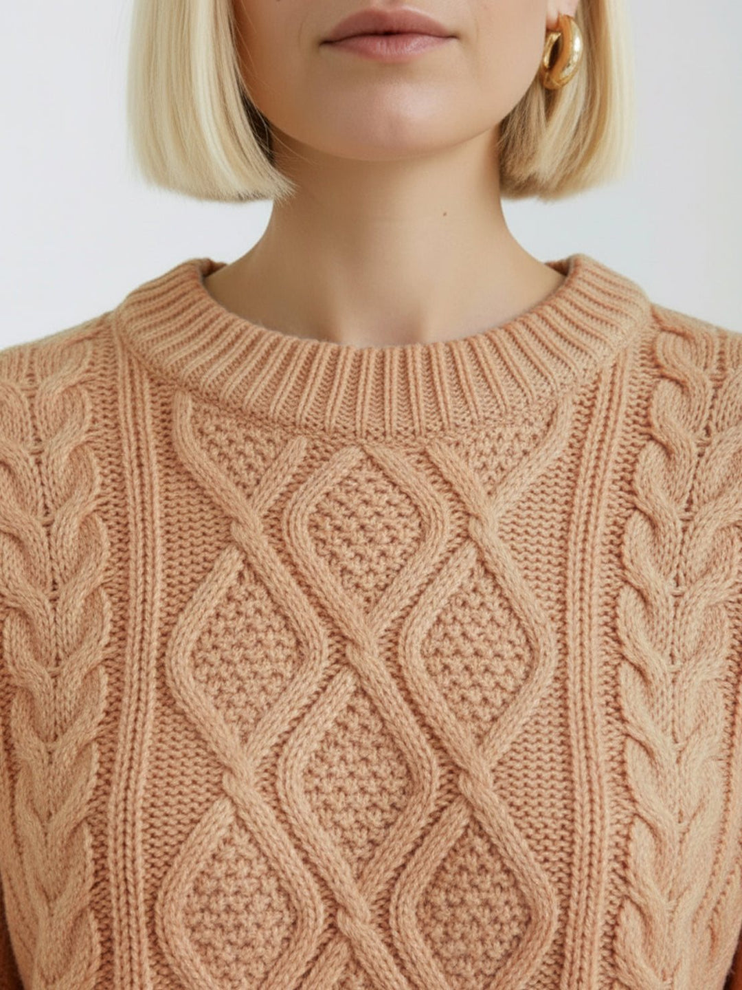 Oversized Cable-Knit Crewneck Sweater