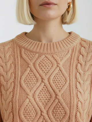 Oversized Cable-Knit Crewneck Sweater