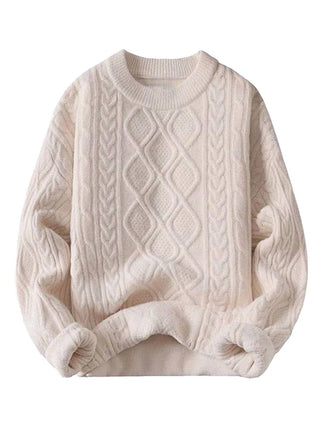 Oversized Cable-Knit Crewneck Sweater