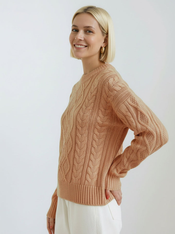 Oversized Cable-Knit Crewneck Sweater