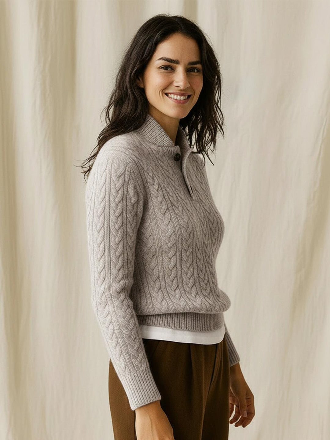 100% Wool Cable-Knit Sweater