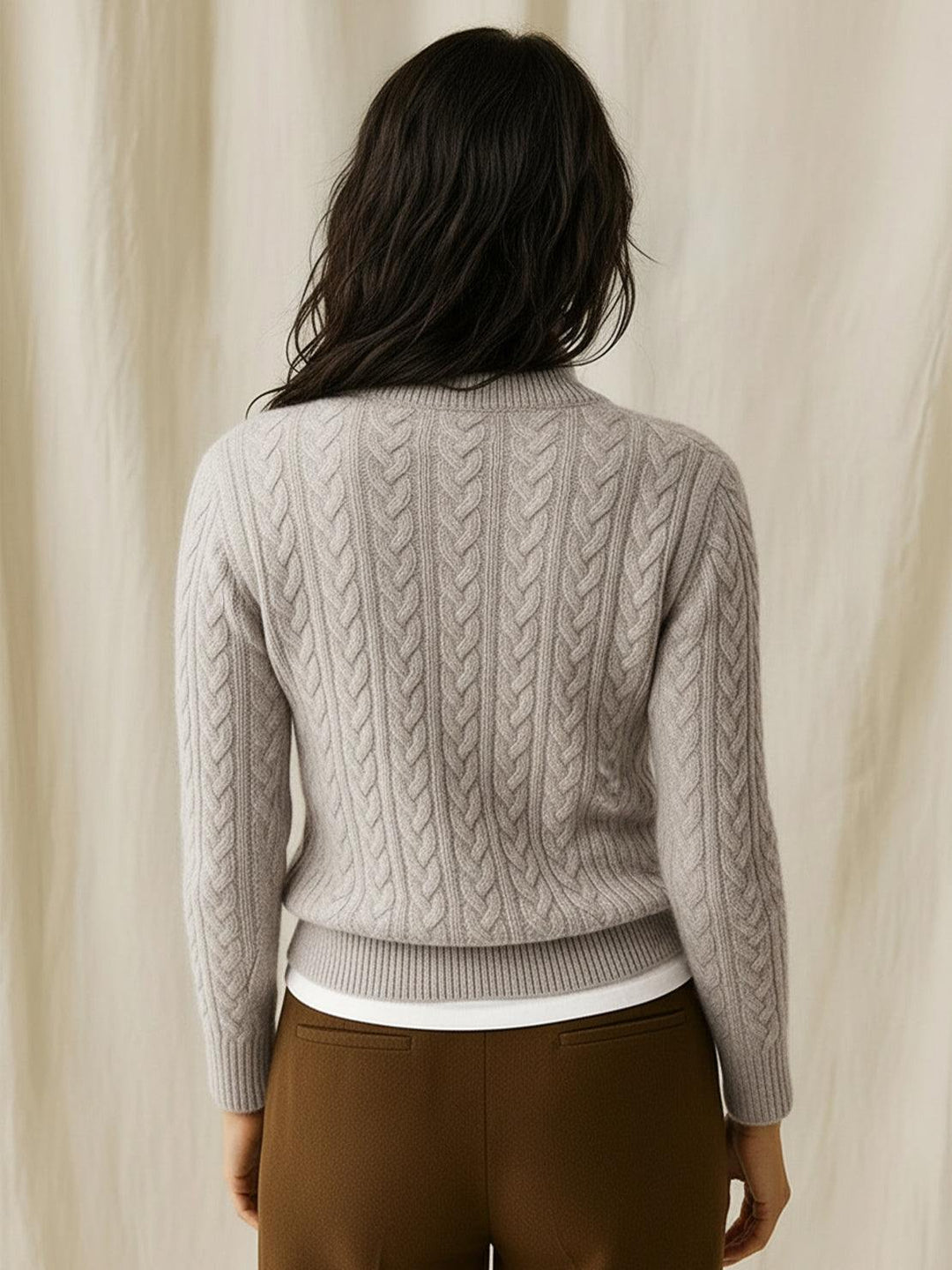 100% Wool Cable-Knit Sweater