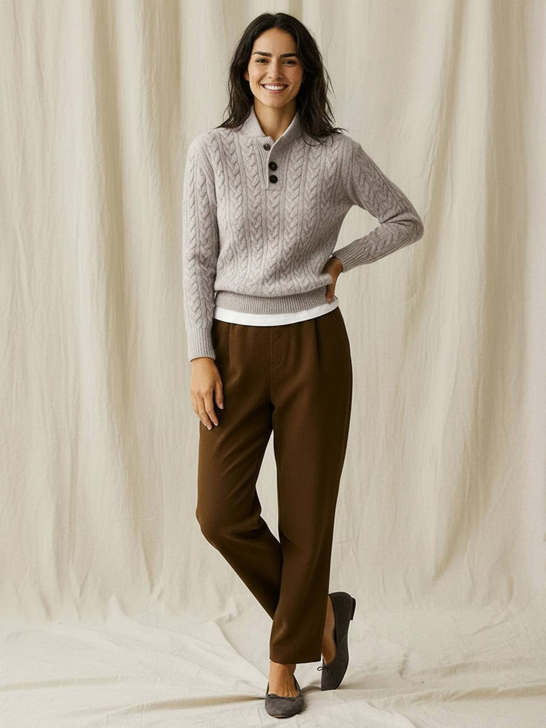 100% Wool Cable-Knit Sweater