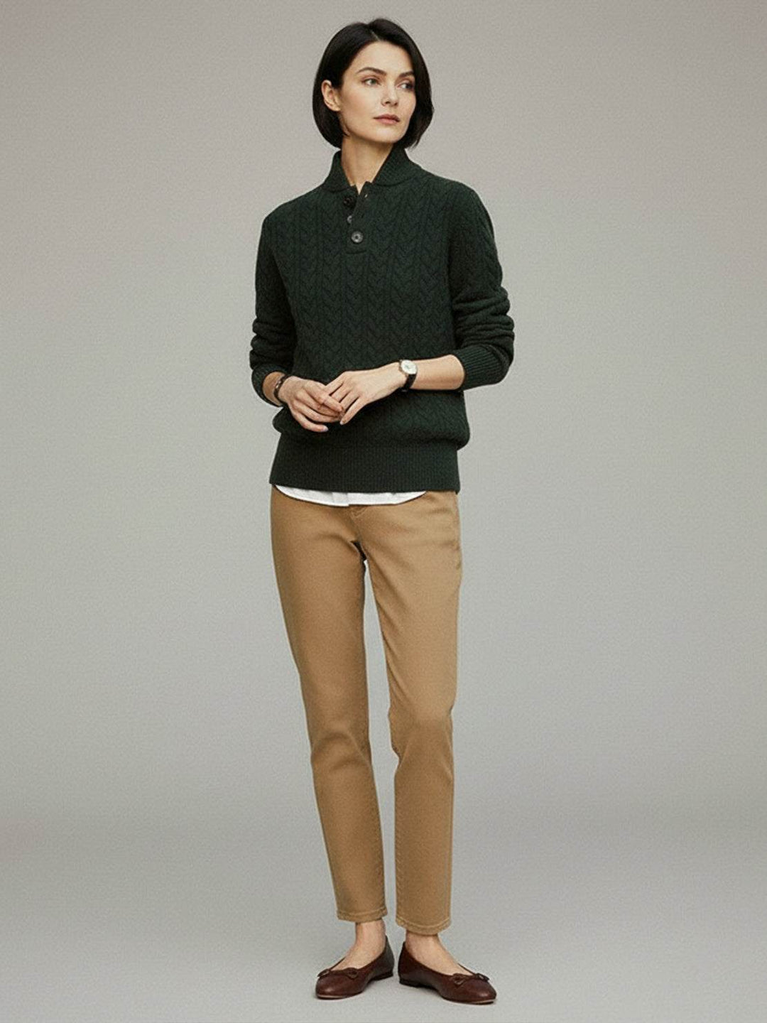 100% Wool Cable-Knit Sweater