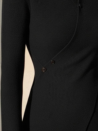 Asymmetric Wrap Ribbed Knit Top