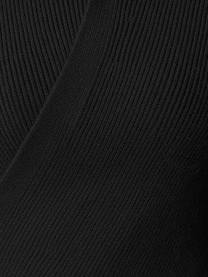 Asymmetric Wrap Ribbed Knit Top