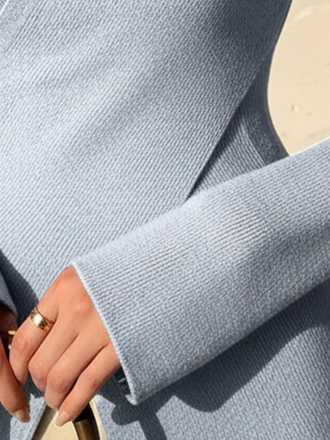 Asymmetric Wrap Ribbed Knit Top