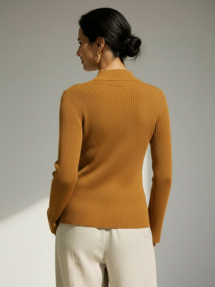 Asymmetric Wrap Ribbed Knit Top