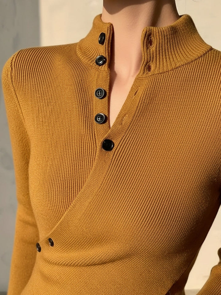 Asymmetric Wrap Ribbed Knit Top