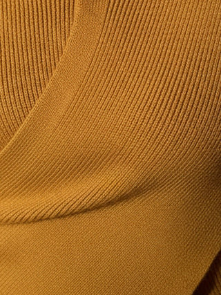 Asymmetric Wrap Ribbed Knit Top
