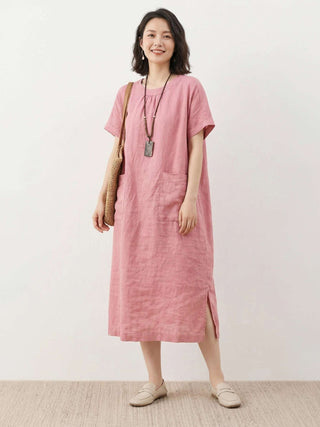 100% Linen Pocket Midi Dress