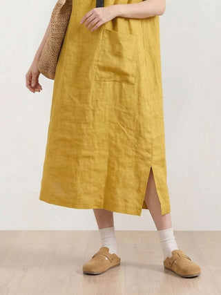 100% Linen Pocket Midi Dress