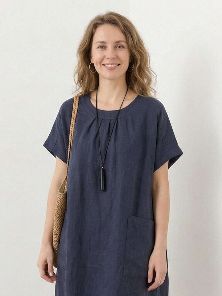 100% Linen Pocket Midi Dress