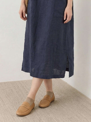100% Linen Pocket Midi Dress