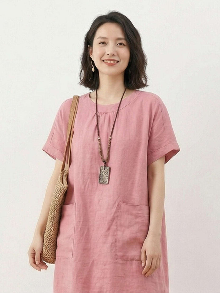 100% Linen Pocket Midi Dress