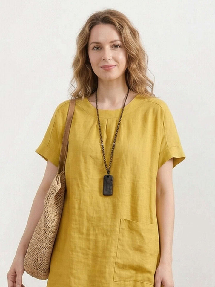 100% Linen Pocket Midi Dress