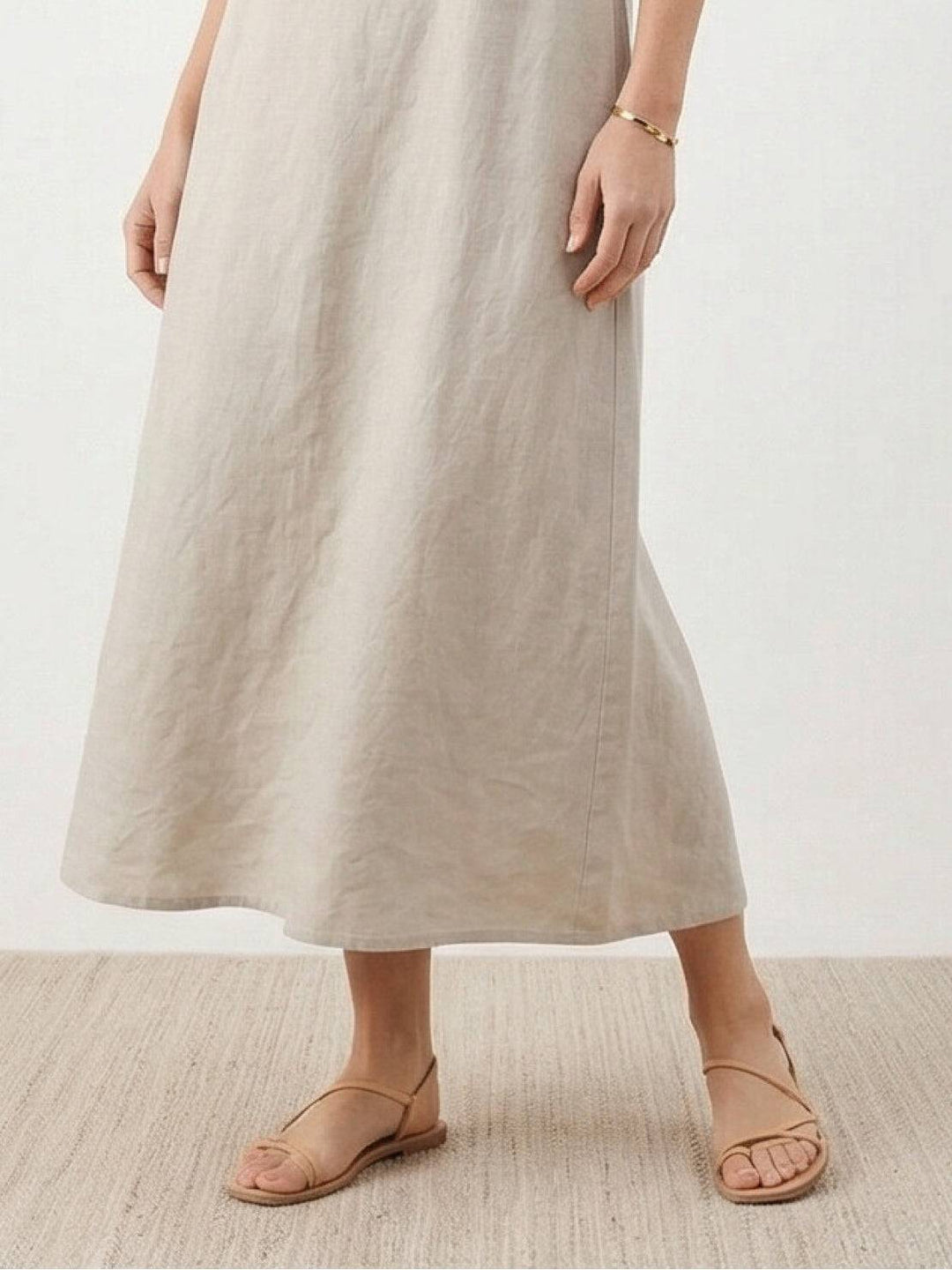 100% Cotton Linen Sleeveless Maxi Dress