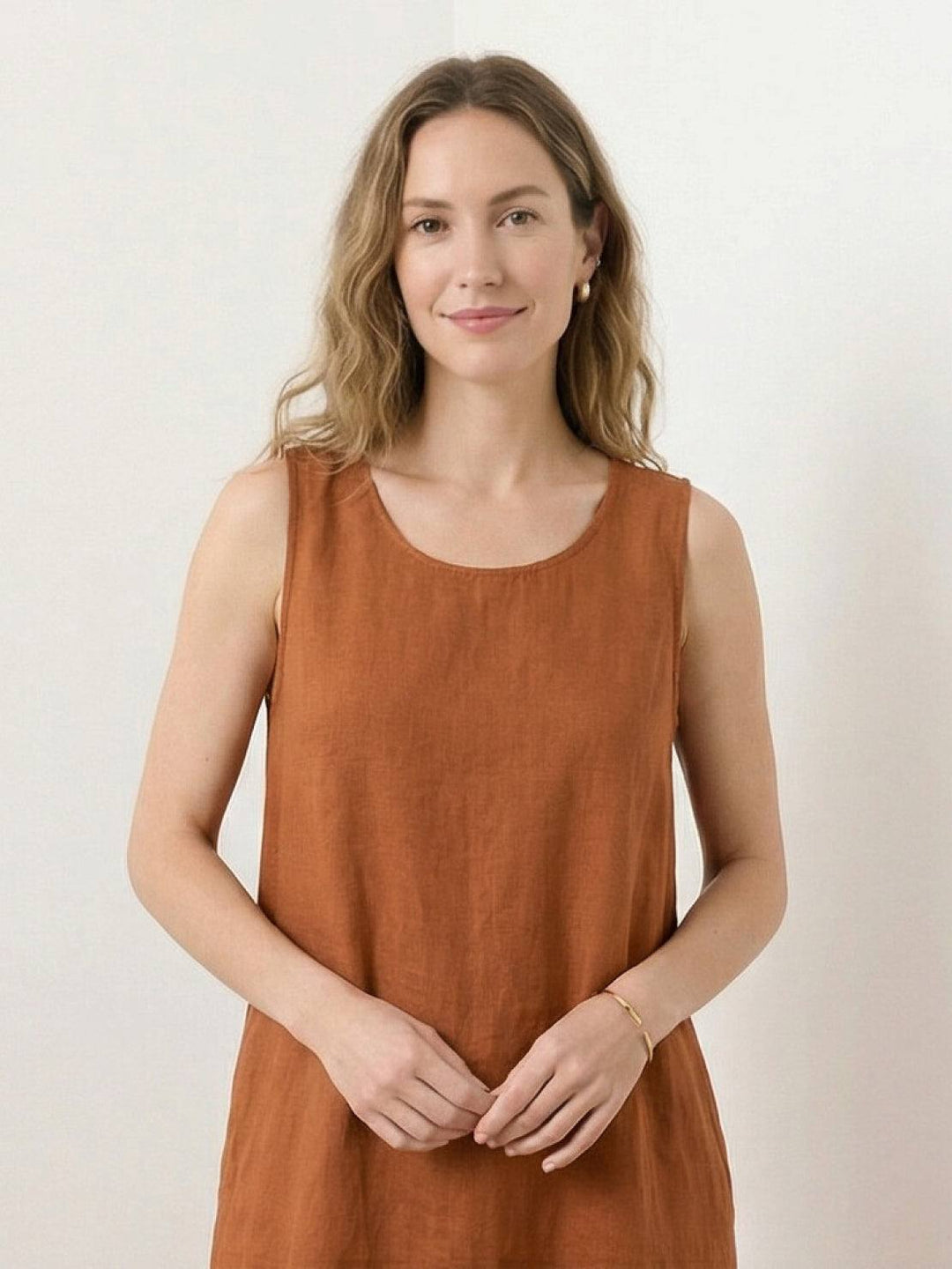 100% Cotton Linen Sleeveless Maxi Dress
