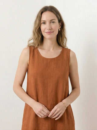 100% Cotton Linen Sleeveless Maxi Dress