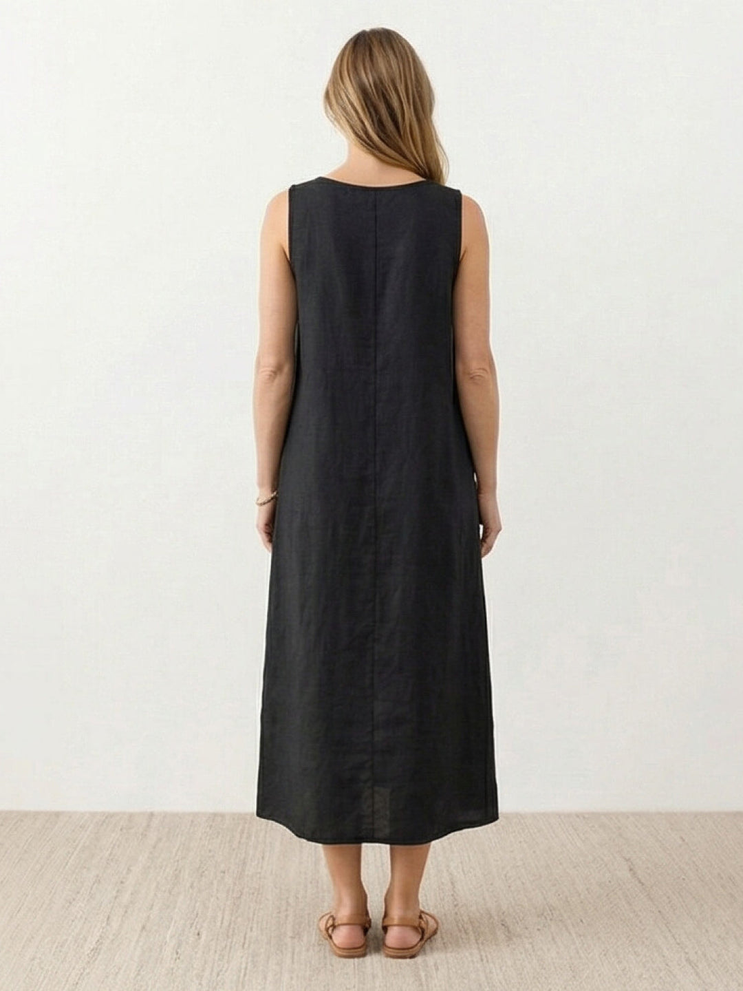 100% Cotton Linen Sleeveless Maxi Dress