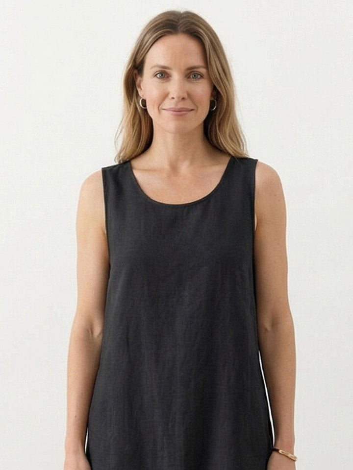 100% Cotton Linen Sleeveless Maxi Dress