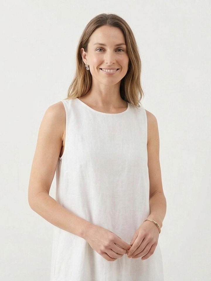 100% Cotton Linen Sleeveless Maxi Dress