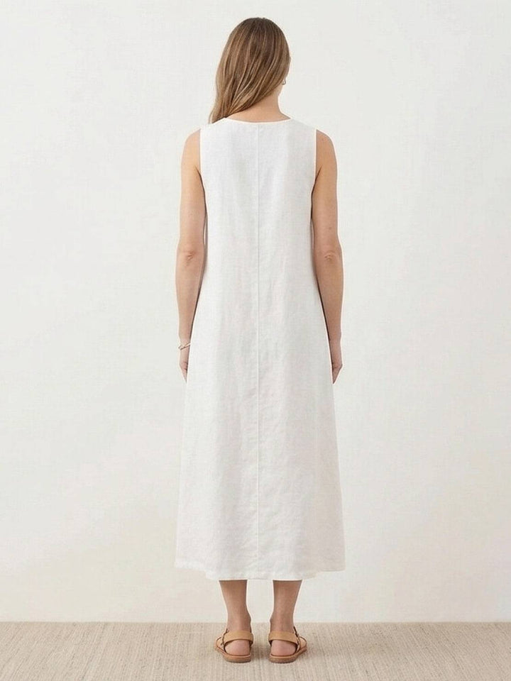 100% Cotton Linen Sleeveless Maxi Dress