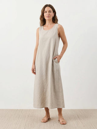 100% Cotton Linen Sleeveless Maxi Dress