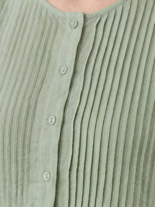 100% Cotton Linen Pleated Midi Dress