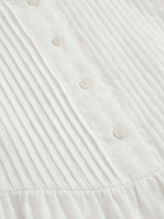 100% Cotton Linen Pleated Midi Dress