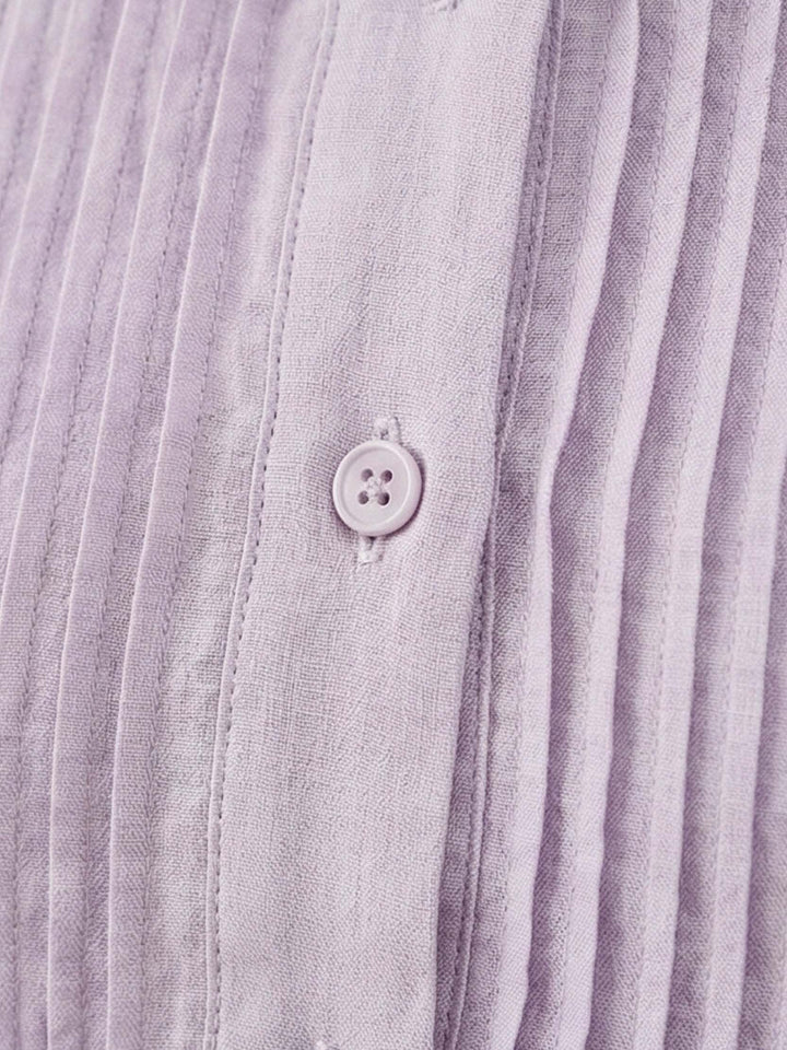 100% Cotton Linen Pleated Midi Dress