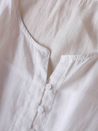 Robe midi brodée 100 % coton-lin