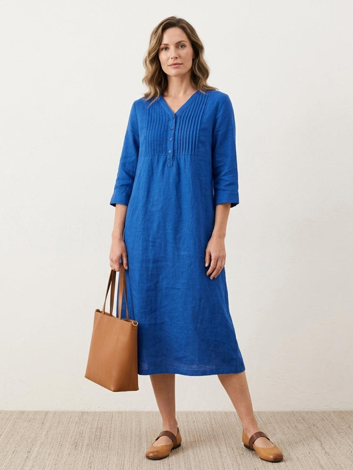 100% Cotton Linen Pintuck Dress